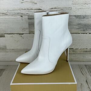 Michael Kors Rue Stiletto womens sz 10 white leather ankle bootie new